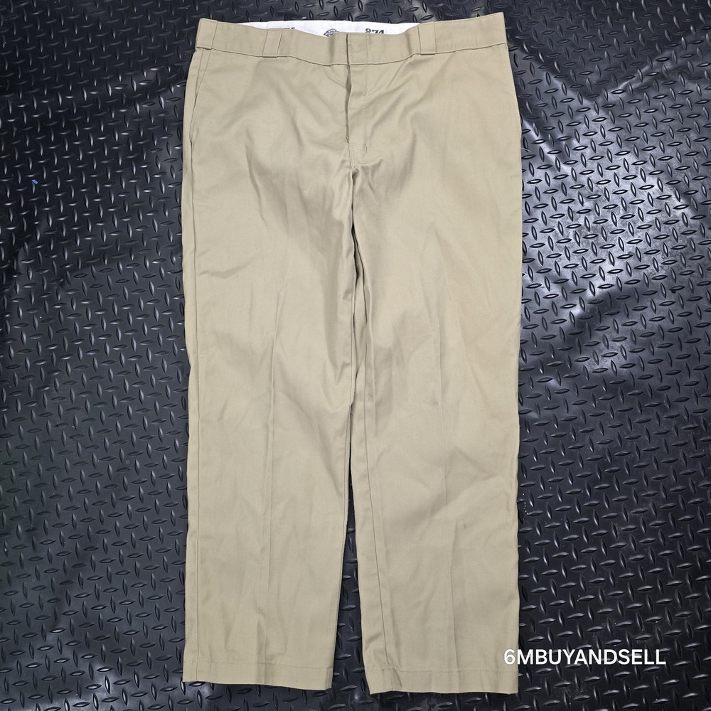 Dickies 874 Original Fit Khaki Tan Work Pants Mens 42x30 Straight Leg Chinos